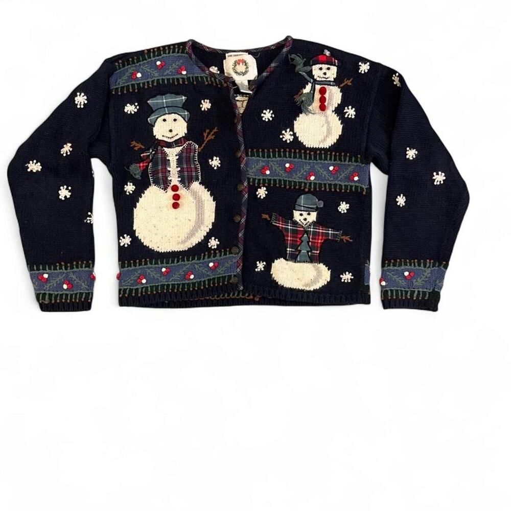 True Vintage Together Banks Navy Christmas Cardigan